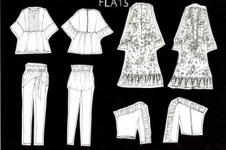 create fashion flats and technical drawing