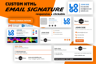 create your email HTML signature, custom template, gmail, outlook, etc