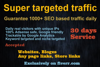 get 30k super targeted seo friendly website traffic