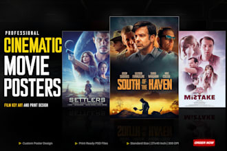 design hollywood style cinematic movie poster for your film