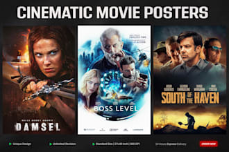 design hollywood style cinematic movie poster for your film