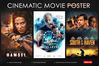 design hollywood style cinematic movie poster for your film