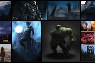 create storyboard, concept art and book covers