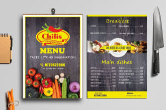 professionally design restaurant food menu