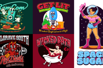 design a pop art cartoon illustration for t shirt and merch
