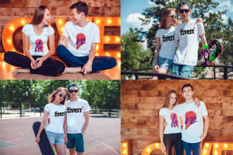 place your design or logo on couple tshirt mockup