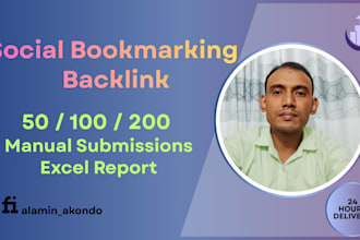 do 50 high da PR manual social bookmarking backlinks with SEO report