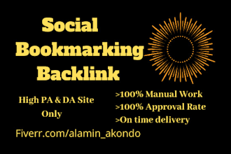 do 50 bookmarking high da and PR site manually