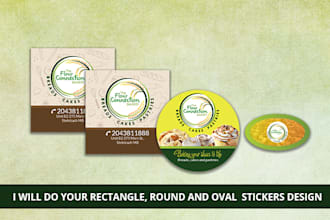 do rectangle, round and oval stickers or label design