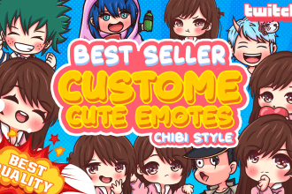 custom chibi emotes for twitch, discord and youtube