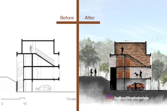 render architectural plans and sections using photoshop