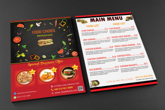 design beautiful and creative food menu and restaurant flyer