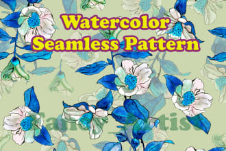 design a seamless watercolor and vector floral pattern