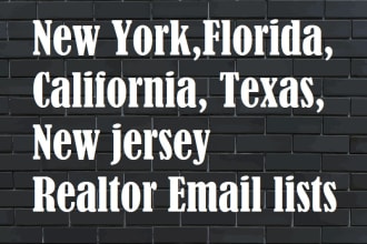 provide new york, florida,california, texas, new jersey realtor email lists