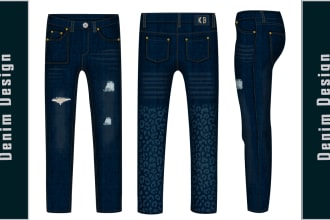 do denim, woven, flat sketch for you