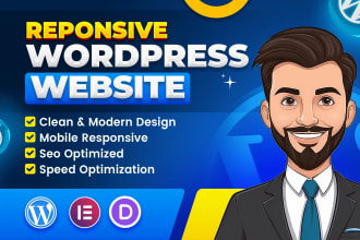 build and create responsive wordpress website design using elementor divi