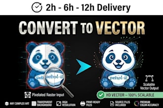 convert, fix, tracing ai generated logo, raster image to vector graphics asap