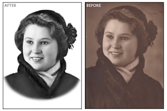 do black and white retouch, background removal, recovery