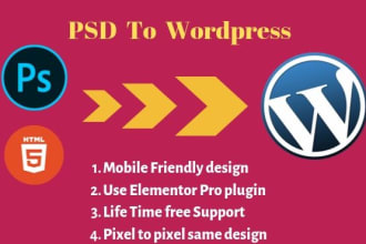 convert clone migration xd, HTML, PSD to wordpress website