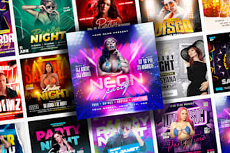 design club party, dj, social media kit and flyers