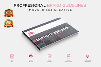 design complete brand guidelines with flat minimalist logo