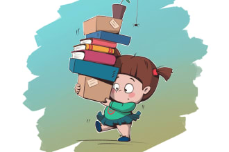 draw a cute and funny cartoon illustration