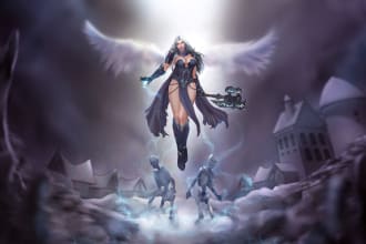 create magical fantasy illustration for books, cards or poster