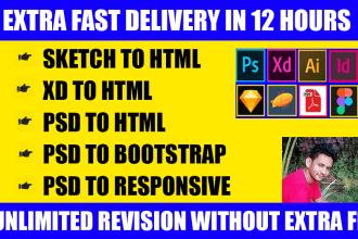 convert sketch to html, xd to html, psd to html responsive bootstrap 4