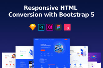 do frontend web development convert figma to HTML, PSD to HTML using bootstrap 5