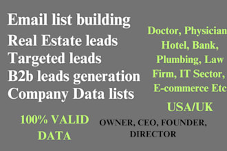 provide lead list, lead generation, and email leads