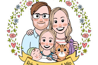 illustrate cute personal, couple or family portrait