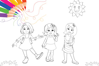 draw coloring book illustration for children