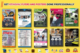 design sports, health and fitness flyer professionally