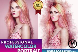 paint people human into amazing portrait  watercolor art