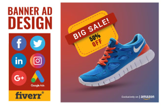 design attractive social media banner ads, headers, and product image