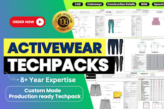 do activewear  tshirt techpack for men