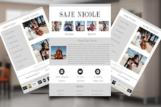 design brand influencer, press kit, media kit, one sheet