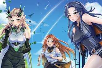 draw kawaii anime illustration, vtuber fanarts for valentine gift