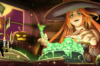 draw anime illustration, vtuber art and halloween gift