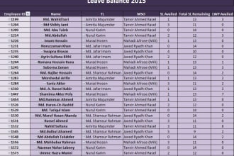 prepare annual employee leave balance of your company