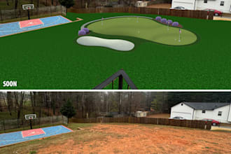 design golf putting green with landscape