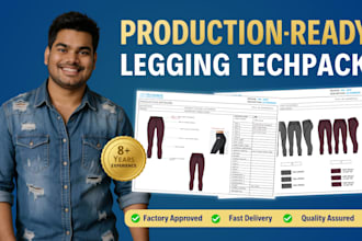 create professional womenswear leggings tech packs for production