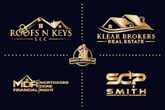 design real estate mortgage plumbing and construction concrete logo