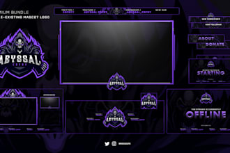 design custom twitch bundle, stream overlay, logo, and screens