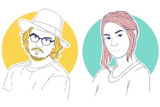 draw minimalist line art portrait from photo