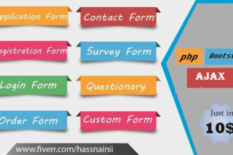 create responsive, contact, login, registration and PHP forms