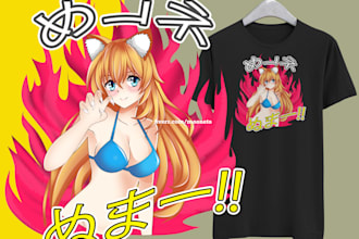 design awesome anime tshirt design for your brand