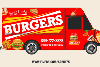 create food truck, trailer wrap design, vehicle wrap design