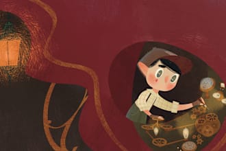 draw colourful book illustrations in a cartoon style