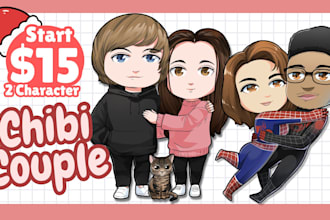 draw cute chibi style for couple